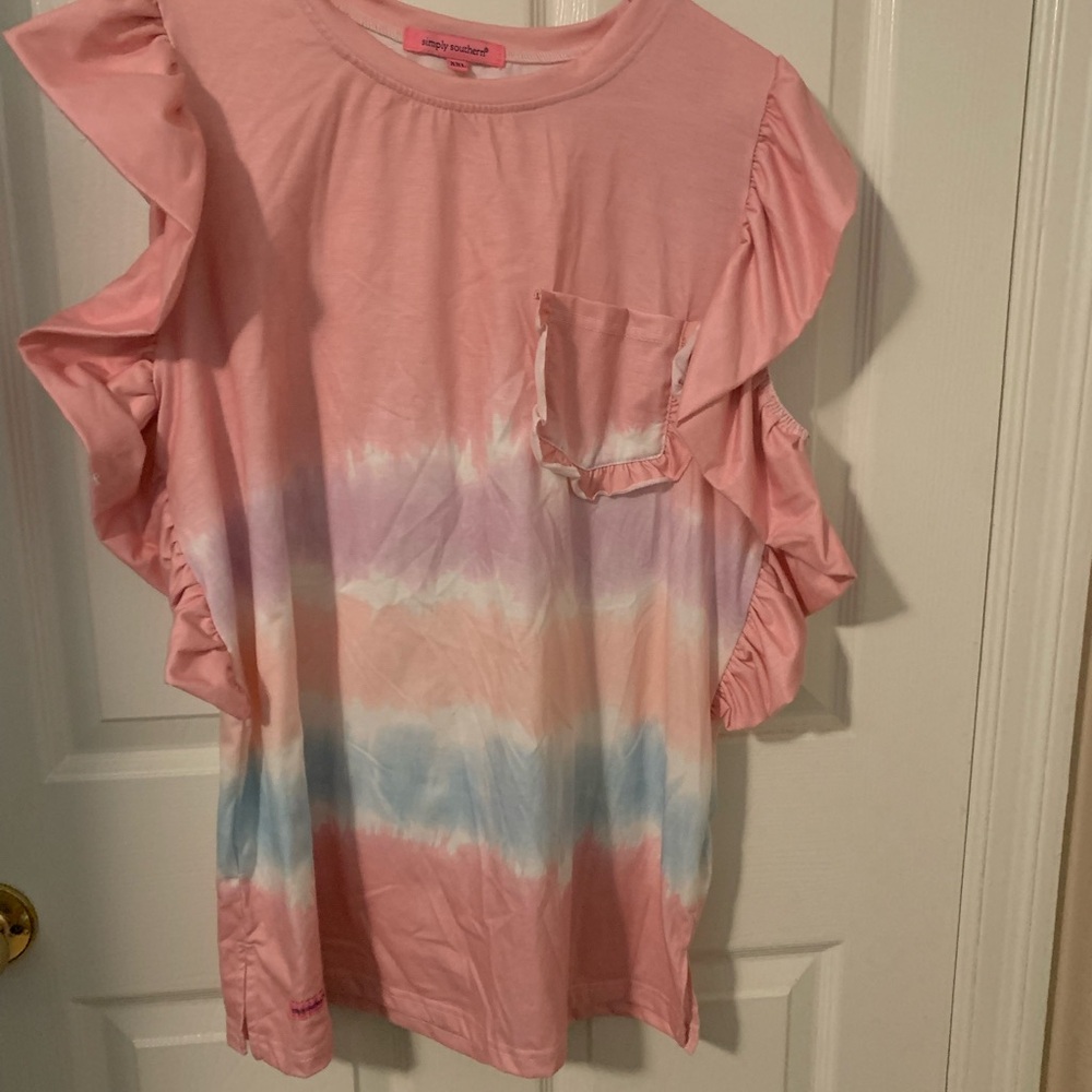 Simply, southern ruffled T-shirt, pastel multicolored